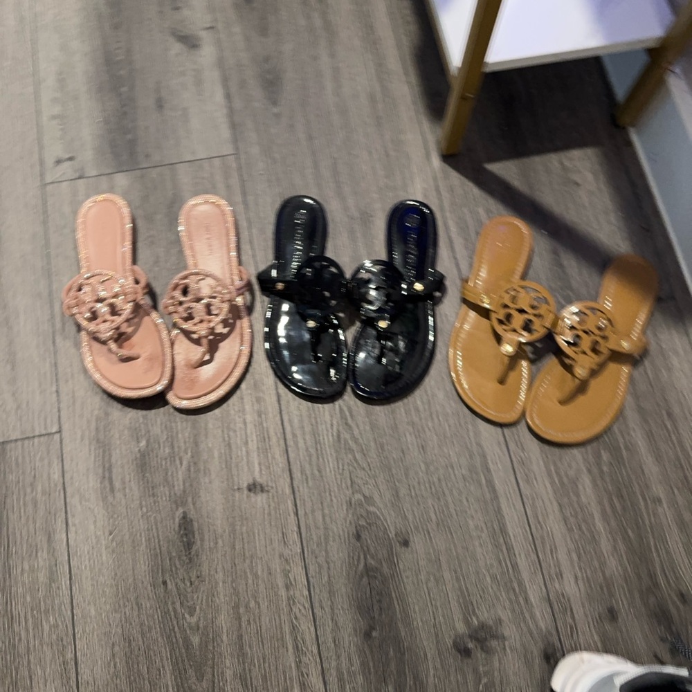 Tory Burch Sandals in Pink, Black, and Tan